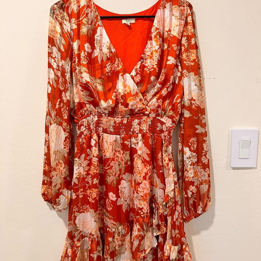 Floral Dress in Orange and Golds